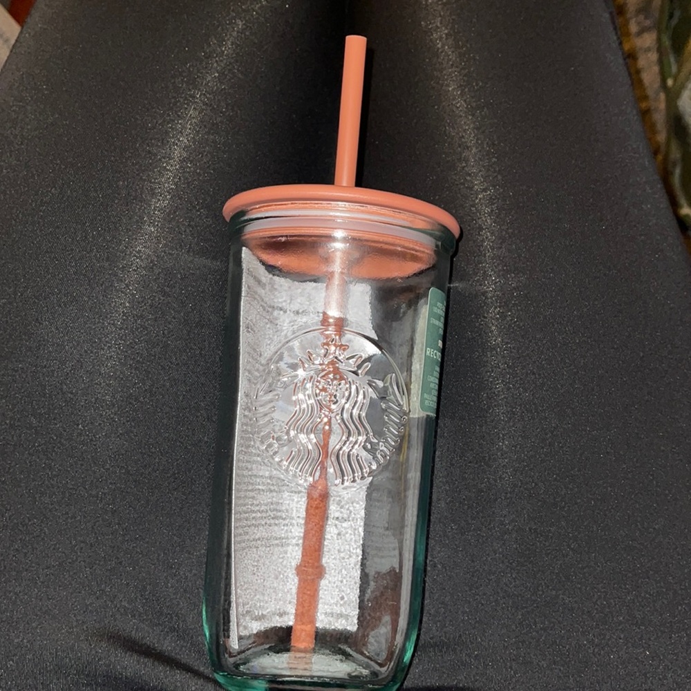Starbucks 2024 Terracotta Brown Recycled Triangle Glass Cold Cup Tumbler. NWT!!